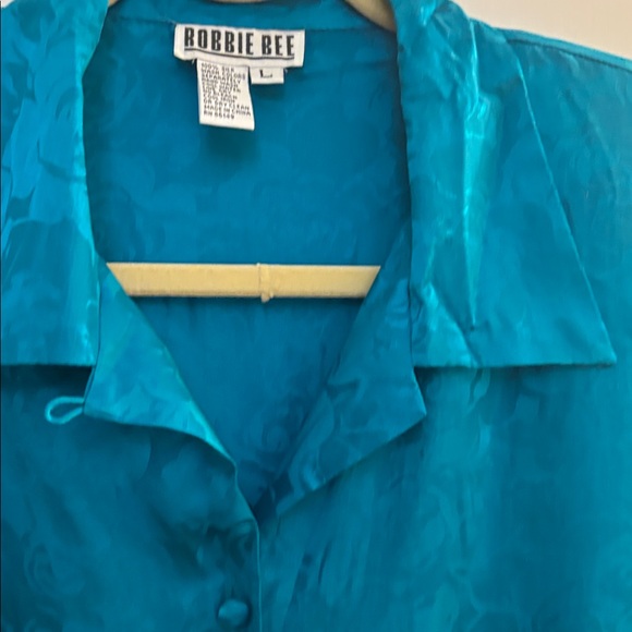 VTG Robbie Bee Silk blouse NWT Floral Size Large NWT Peacock - Picture 14 of 14